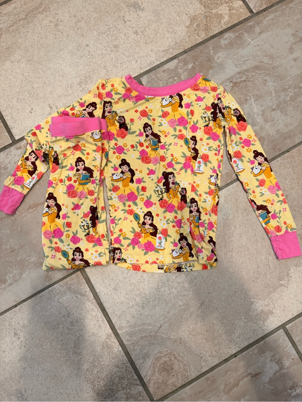 Little Sleepies Yellow Princess & Floral Long Sleeve Top with Pink Trim